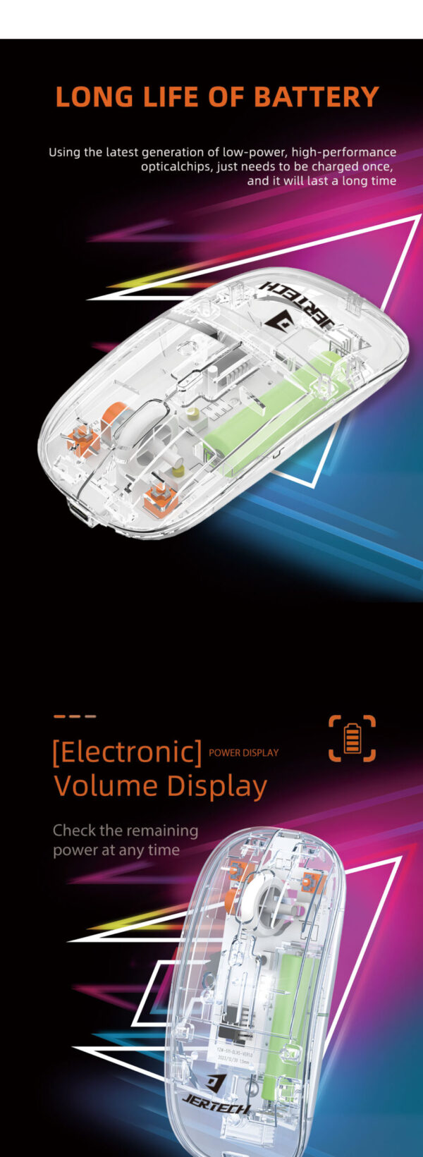 JERTECH WB130 Crystal Mouse Transparent