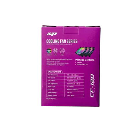 IHP CF-120 ARGB Cooling Fan (3-in-1 Pack) with controller unit